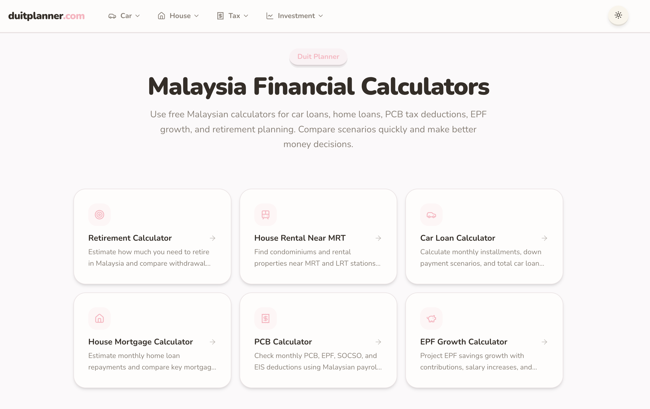 Screenshot of duitplanner.com